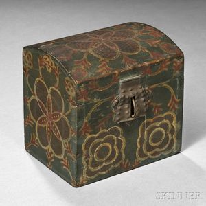 Small Paint-decorated Poplar Dome-top Box