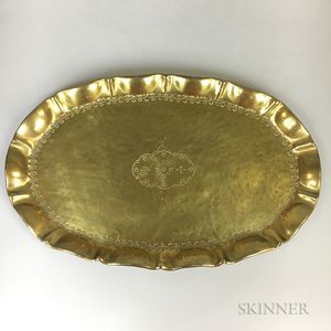 German Arts and Crafts Hand-hammered Brass Tray