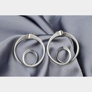 Artist-Designed Sterling Silver Earrings, Art Smith