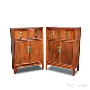 Pair of Asian Hardwood Cabinets