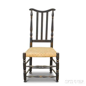 Black-painted and Gold-accented Bannister-back Side Chair
