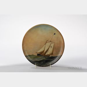 Antonio Nicolo Gasparo Jacobsen (New York/New Jersey/Denmark, 1850-1921) Pilot Boat No. 9 Painted on a Plate