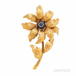 Tiffany & Co. 18kt Gold and Sapphire Flower Brooch