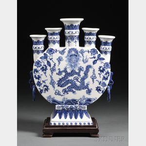 Blue and White Porcelain Bau Vase