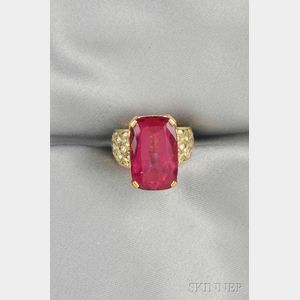 18kt Gold, Rubellite, and Diamond Ring, Fairchild & Co.