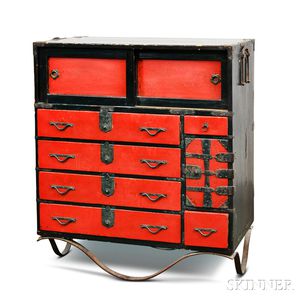Japanese Red- and Black-lacquered Cabinet