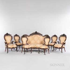 Seven-piece Suite of J. & J.W. Meeks Stanton Hall Pattern Rosewood Seating