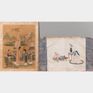 Four Asian Woodblock Prints and Paintings