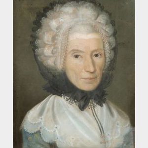 American School, 19th Century Portrait of a Woman Wearing a Lace Bonnet.