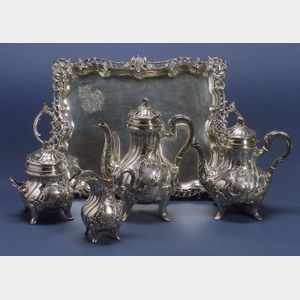 Five-Piece Continental Rococo Revival Silver Tea and Coffee Service