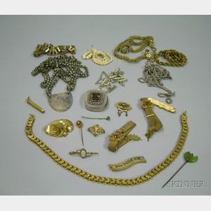 Group Mostly Victorian Goldtone and Silver Jewelry