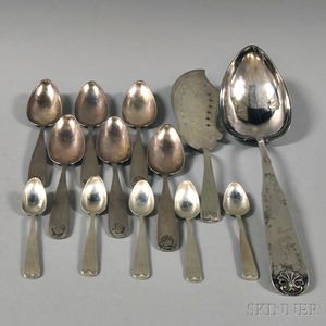 Thirteen Pieces of Mostly Scandinavian Silver Flatware