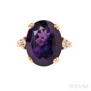 14kt Gold, Amethyst, and Diamond Ring