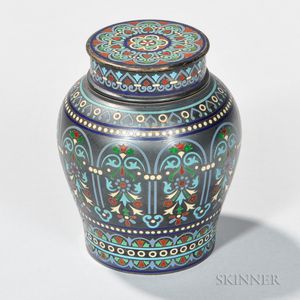 Russian .917 Silver and Champleve Enamel Tea Caddy