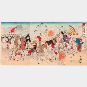 Utagawa Kokunimasa (1874-1944) Triptych Woodblock Print