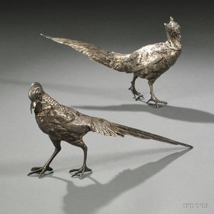 Two German .800 Silver Figures of Pheasants