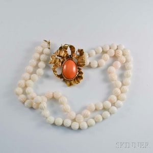 Erwin Pearl 18kt Gold and Coral Pendant