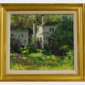 Peter Rolfe (American, 20th/21st Century) Federal House and Lilacs