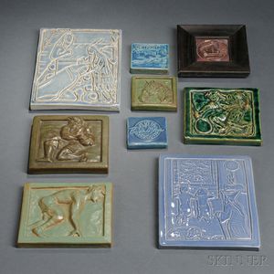 Nine Pewabic Tiles