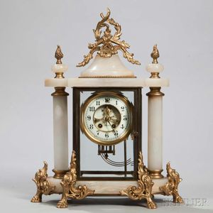 Gilt-metal-mounted Onyx Regulator Clock