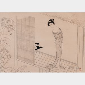 Settai Komura (1887-1940) Ink Woodblock Print