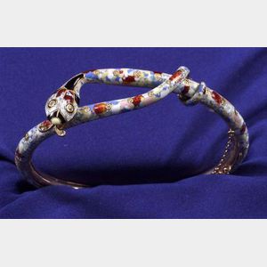Antique 14kt Gold and Enamel Snake Armlet/Bracelet