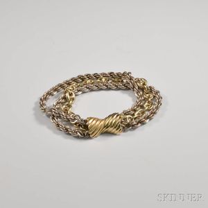 14kt Gold and Sterling Silver Triple-strand Bracelet