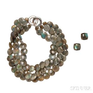 Sterling Silver and Labradorite Necklace and Earrings, Tambetti