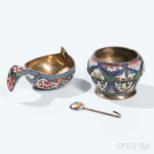 Three Silver and Cloisonné Enamel Items