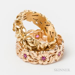 Two Gold Floral Bands