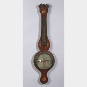 English Georgian Mahogany and Inlay Wheel Barometer