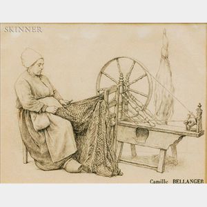 Camille Félix Bellanger (French, 1853-1923) Woman at Spinning Wheel