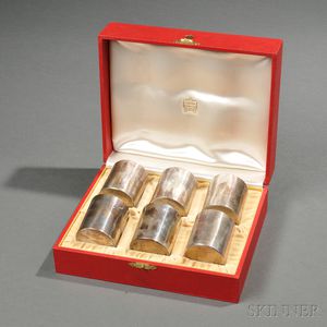 Boxed Set of Six Cartier Sterling Silver Beakers
