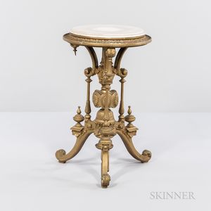 Renaissance Revival Round Giltwood Marble-top Stand
