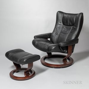 Ekornes Stressless Leather Upholstered Recliner and Ottoman