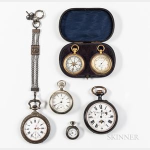 Four Open-face Watches and a Compendium Set