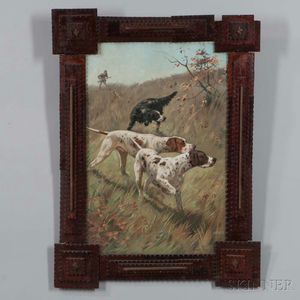 Tramp Art Frame with Hunting Dog Print