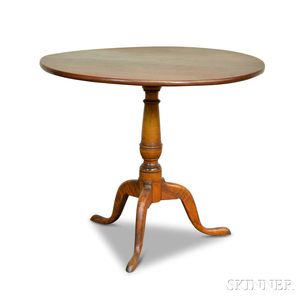 Queen Anne Cherry and Maple Oval Tilt-top Tea Table