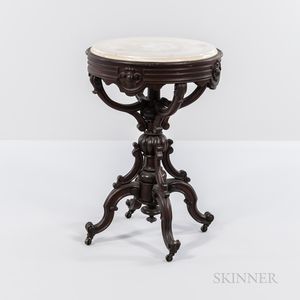 Renaissance Revival Round Walnut Marble-top Table