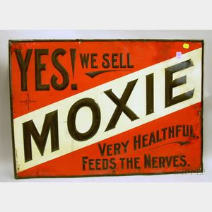 Moxie Painted Pressed Metal Advertising Sign