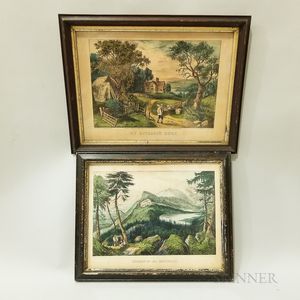 Two Framed Currier & Ives Hand-colored Lithographs