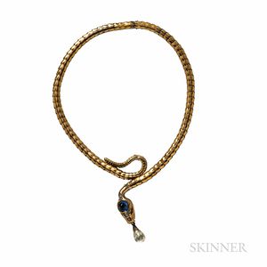 Sapphire and Diamond Snake Necklace
