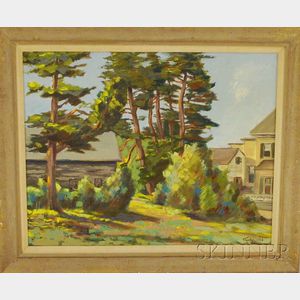 Framed American School Oil on Canvas View of Concord, Massachusetts