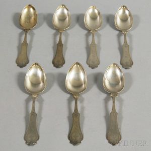 Set of Seven Michie Coin Silver Tablespoons