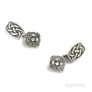 Pair of Scottish Sterling Silver Celtic Design Cuff Links