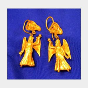 Pair of Ancient Greek-style Gold Figural Earrings.