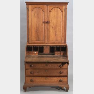 Chippendale Cherry Carved Desk Bookcase