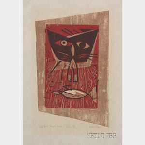 Leona Pierce (American, b. 1922) Cat and Dead Bird