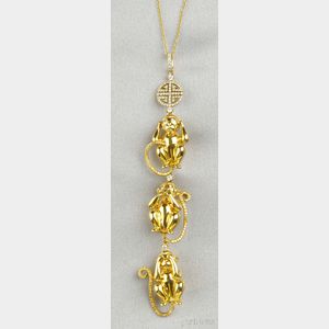 18kt Gold, Colored Diamond, and Diamond Monkey Pendant, Lorraine Schwartz