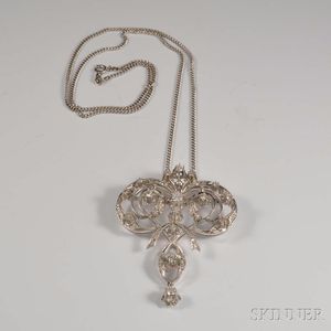 14kt White Gold and Diamond Pendant/Brooch